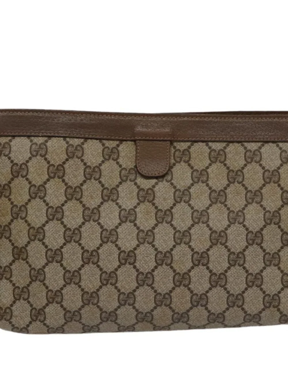 GUCCI GG Supreme Web Sherry Line Clutch Bag PVC Beige Red 89 01 033 Auth ep6982